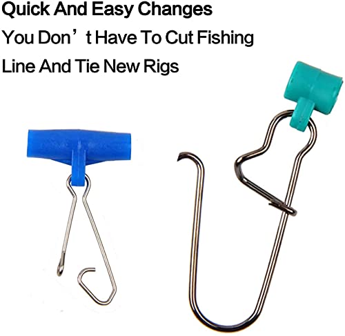 Fishing Line Sinker Slides- 30pcs Stainless Steel Braid Line Sinker Slider with Duo-Lock Snap High-Strength Line Weight Connectors for Saltwater Surf Fishing Rigs Catfishing - style: 2 Colors Mixed-30pcs