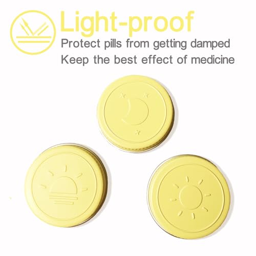 Extra Small Single Pill Box for Purse (3 Pack), Aluminum Screw Top Pill Container, 3 Times a Day Portable Waterproof Single Pill Case for Vitamins, Fish Oils, Supplements (Light Yellow) - color: Light Yellow