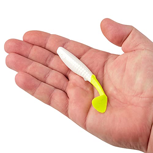 Berkley Gulp! Paddleshad Fishing Soft Bait - color: Pearl White/Chartreuse, size: 4"