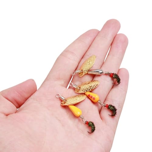 Trout Spinners - Fly Trout Fishing Lures for Bass Salmon Pike, Smallmouth Bass Lures with Brass Spinner for Lake River Fishing - color: Style A-0.1oz/5PCS