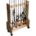 Rush Creek Creations | Double-Sided Fishing Rod Holder for 16 Saltwater/Freshwater Fishing Rods, Fishing Pole Holder for Garage Organization and Room Storage, for Fishing Gear and Fishing Accessories