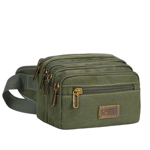 Fanny Pack for Men & Women, Multi-Pockets Zipper Pockets Waist Bag, Belt Bag for Running Cycling Travel Walking Hiking Fishing Camping (Green)