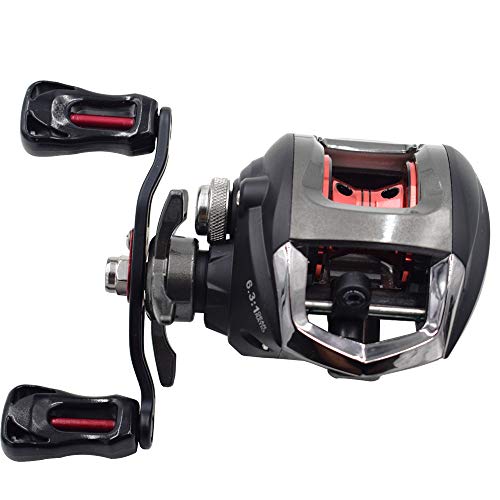 Diwa Baitcasting Fishing Reels Saltwater Freshwater Spincasting Reels Carbon Fiber Drag 18 LBS 12 + 1 Shielded Stainless Steel Ball Bearings Baitcasters Spool Sport Baitcast Reel - style: Left