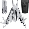 PERWIN Multitool Stainless Steel Multi-Tool Pliers 22-in-1 with Safety Locking, Pocket Knife, Bottle Opener, EDC Equipment With Pocket Clip for Survival, Camping, Hunting and Hiking. - color: Silver, size: 22 in 1