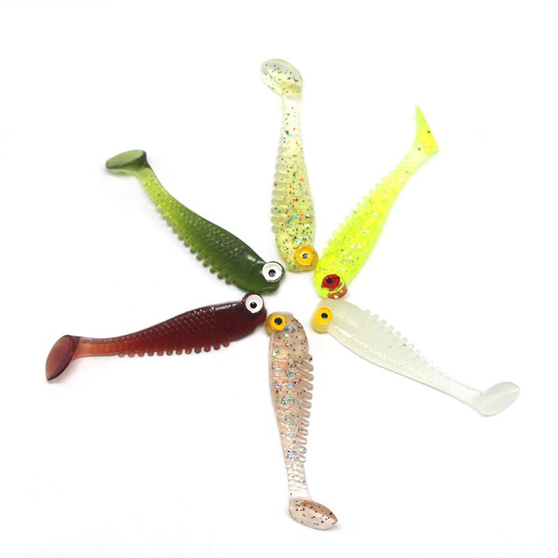 10Pcs Glow in The Dark Fishing Lures, Soft Plastic Swimbaits for Freshwater or Saltwater Use, Walleye Fishing Lures for Night Fishing Bass, Crappie, and Trout - color: Red-brown