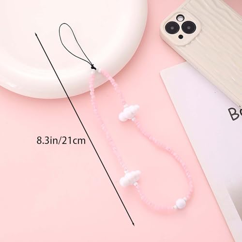 Beaded Phone Lanyard Wrist Strap Phone Charms Fixed Beads Pearl Chain - color: PC-yd-4