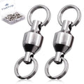 FishTrip Fishing Swivels with Split Rings, 25/50pcs Ball Bearing Swivel Speed Clips Stainless Quick Change Connector for Saltwater - size: Size6_90lbs_25pcs