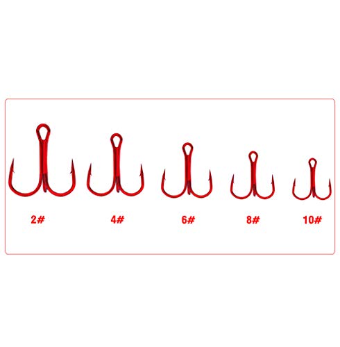 Dyxssm 100pcs/lot Treble Hooks Triple Fishing Hooks for Freshwater and Saltwater - color: Red, size: 8# 100pcs