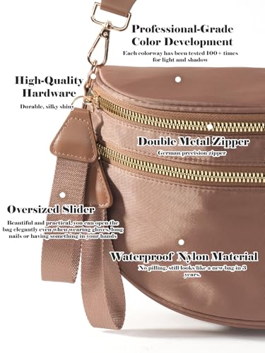 Pure Colour Crossbody Bag Bum Bag for Women,Spacious Purse Fanny Packs Belt Bag,Oversized Bum Bag (Colour Bum Bag-Coffee) - color: Colour Bum Bag-Coffee