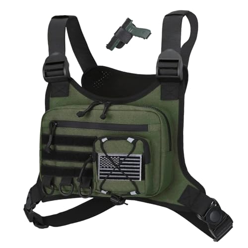 koculemi Outdoor Sports Chest Bag for Men, Chest Vest Holster Fits Most Pistols, EDC Travel Chest Pack for Running, Hiking - color: Olive