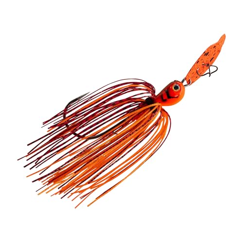 Strike King Thunder Cricket Fishing Lure, Vibrating Swim Jig, Silver Blade, 4/0 Jungle-Style Flipping Hook - color: Fire Craw, size: 3/8 oz