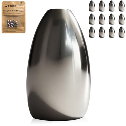 Pristis 12 pcs Tungsten Fishing Weights, Compact Bullet Sinkers Kit for Fishing line, Drop Shot Texas Carolina Rig Hook Weight for Bass Walleye Perch Trout Crappie Bait - size: 3/16 oz