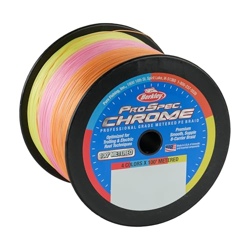 Berkley ProSpec Chrome Braid Fishing Line, Suitable for Saltwater Environments - color: Yellow, Red, Blue, Orange, size: 20lb - 3500yd