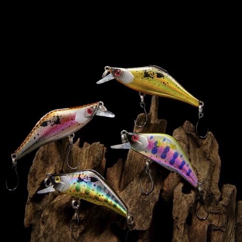 Wounded Duo Sampler 3 Pack – Ultralight Wobble Minnow Crankbait Fishing Lures (55mm & 50mm) – Wounded Series – Single Barb Hooks – Trout, Bass & Panfish Lures