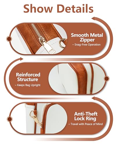 Anti Theft Crossbody Bags for Women RFID Leather Sling Purses,Crossbody Bags Travel Leather Fanny Pack for Women - color: White＆brown