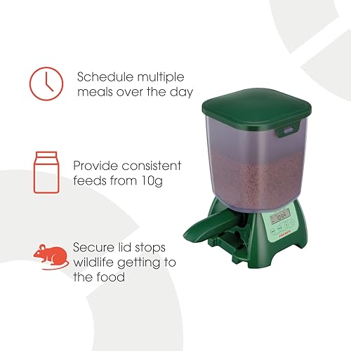 Fish Mate P7000 Automatic Pond Fish Feeder – Programmable LCD Timer, 6.5 lb Capacity, Adjustable Portions for Pellets & Sticks, Weather Resistant Outdoor Design