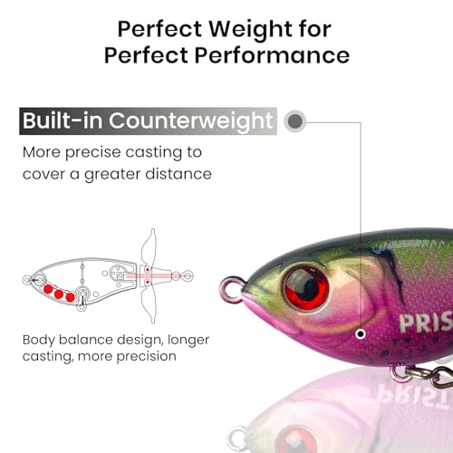 Pristis 3 pcs Topwater Fishing Plopper Lures, Floating Popper Bait Set with Chemically Sharpened Hooks for Saltwater Freshwater, Top Water Plopping Swimbait Teaser for Bass Tuna Perch Pike Crappie - color: 3 pcs Double-blade Color Set
