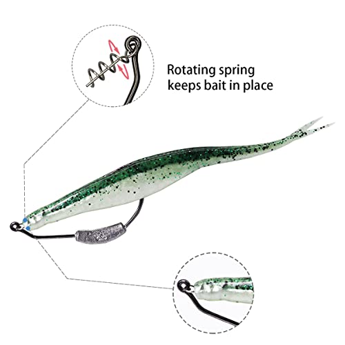 25 Pack Weighted Swimbait Hooks, Jig Heads with Twist Lock, Soft Plastic Worm Fishing Hooks 1/0 2/0 3/0 4/0 5/0 - color: C(Size 3/0, 1/9 oz, 25-pack)