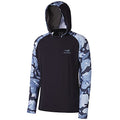 BASSDASH Men’s UPF 50 Performance Fishing Shirt Cooling Hoodie Camo Long Sleeve FS17M - color: Black / Blue Camo, size: X-Large