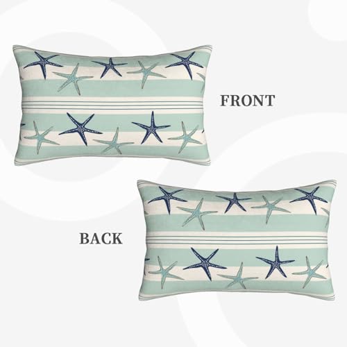 Coastal Navy Blue Throw Pillow Covers Coastal Starfish Lumbar Pillow Cases 12x20 Inch Set of 2 Navy Turquoise Outdoor Decorative Pillowcase Cushion Cover for Couch Sofa - color: Green Blue, size: 20" x 12" (Pack of 2)