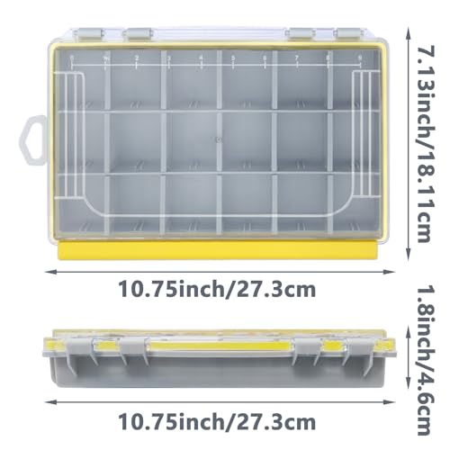 Aventik Waterproof Fishing Tackle Box Organizer with Removable Dividers Sturdy Lure Storage Box and Terminal Tackle Storage 3600 Tackle Trays - color: Orange(10.75”×7.13”×1.8”)