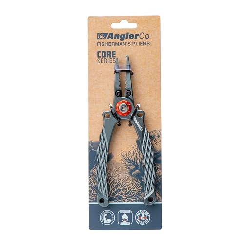 Core Series Fisherman’s Pliers – Professional Aluminum Fishing Pliers with Stainless Steel Line Cutters, Diamond-Textured Grip & Split Ring Tool for Saltwater or Freshwater