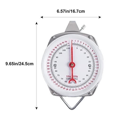 Mechanical Hanging Scales 110lbs/50kg, High Accuracy Spring Dial Weight Scale for Kitchen Fishing Hunting Farms - color: B1:110 pounds/50kg-Gray