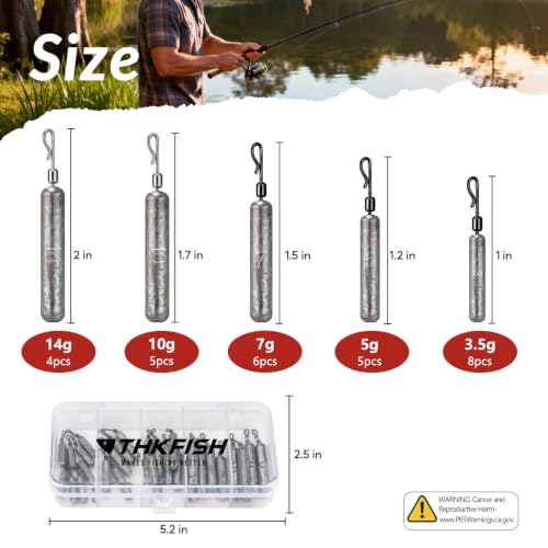 THKFISH Fishing Weights Sinkers Set, 28PCS Fishing Sinker Drop Shot Weights Kit,Drop Shot Rig Wacky Hooks for Saltwater Freshwater Bass Fishing - size: G-28pcs-Weight