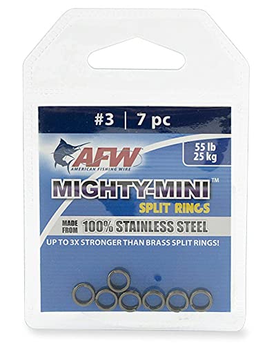 American Fishing Wire Mighty Mini Stainless Steel Split Rings, 3 Times Stronger Than Brass, Superior Holding Power for Fisherman and Outdoorsman - 100pcs in Bright Stainless Steel and Gunmetal Black - size: 4 pc, #7, 198 lb test, style: Gunmetal Black
