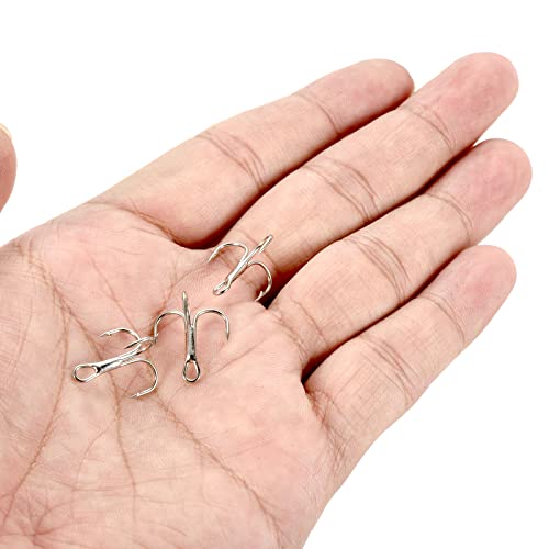 PATIKIL Treble Fish Hooks, Carbon Steel Sharp Round Bend Hook Triple Barbed Hook for Freshwater Saltwater - color: White, size: 17mm/0.67"