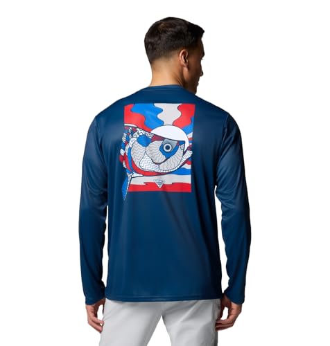Columbia Men's Terminal Tackle PFG Fish Shine Long Sleeve - color: Coll Navy/Pfg Tarpon Shine, size: X-Small