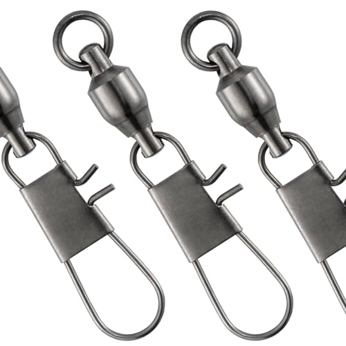 Dr.Fish 30 Pack Ball Bearing Snap Swivels, Swivels Fishing Tackle with Safety Interlock Snap Saltwater Freshwater Stainless Fishing Clips Clasp Leader Line Hook Sinker Connector - size: #4-46LB-1.6"