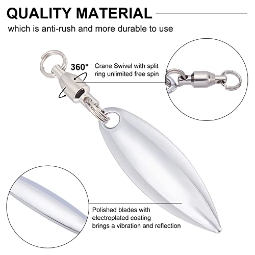 SUPERFINDINGS 15Pcs Fishing Lures Willow or Colorado Blade Spinner Blades Bearing Swivels Tail Spinner Spinnerbait Lure Making Supplies Bass Lures - color: Stainless Steel