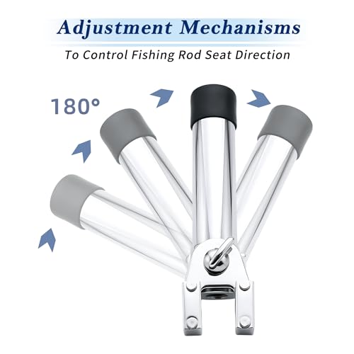 YANYUCB Boat Fishing Rod Holder,Stainless Steel Adjustable Fishing Pole Holders,360° Rotating Deck/Rail Mount Fishing Rod Pole Holder,Rod Holders for Fishing Boats,Yachts,Kayaks(2 Pack) - color: Rail Mount