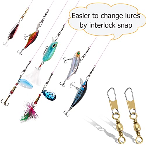 AGOOL Barrel Swivel Snap Kit - 50pcs Barrel Swivels with Safety Snaps High Strength Fishing Quick Connect Snap Swivels with Solid Ring Fishing Tackle Accessories Box Kit Size 4#,6#,8#,10#,12#,14# - color: 50pcs-black&gold