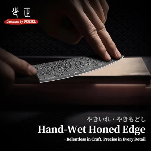 DRGSKL Damascus Kitchen Utility Knife - Japanese VG10 Small Chef Knife 6 inch - Japanese G10 Handle - Versatile Knives for Vegetable Fruit Meat - with Gift Box - size: 5.7 inch