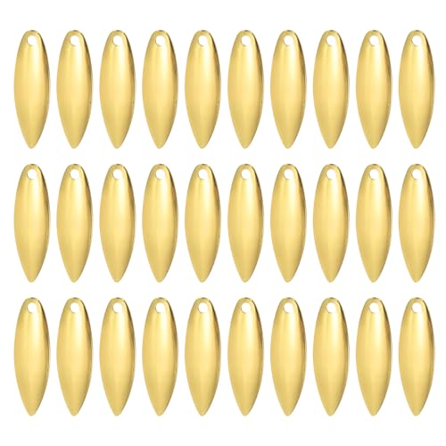 PATIKIL Fishing Lure Blades Willowleaf Lure Making for DIY Bait - color: Golden, size: 1"x0.3"