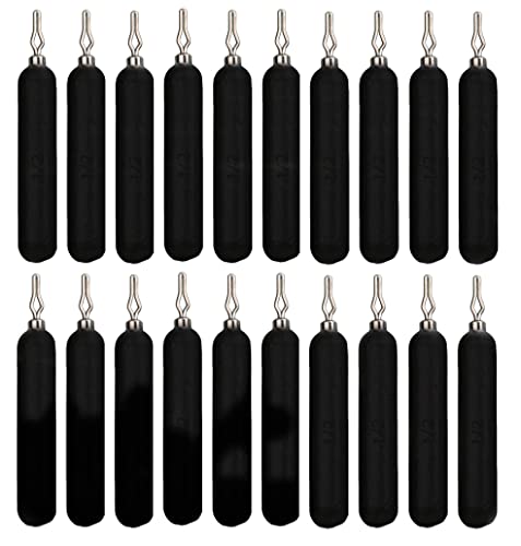 Reaction Tackle Drop Shot Weights for Bass Fishing - Skinny Pencil Sinkers for Drop Shot Rig - Freshwater and Saltwater Finesse Fishing - color: Black, size: 1/2 Oz (20-Pack)