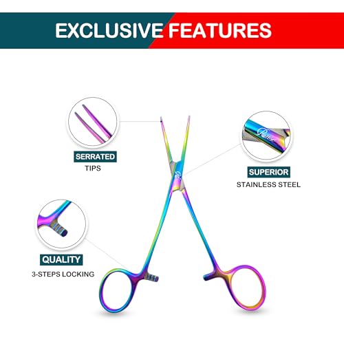 ROUSE Rainbow Titanium Fishing Forceps, Stainless Steel, Multi-Coloured, Hook Removal Tool