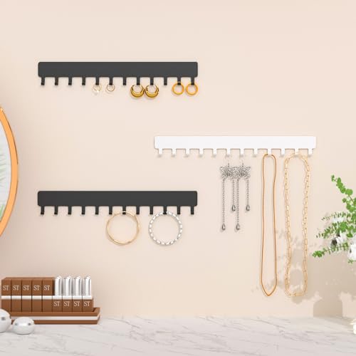 Bussdis Necklace Holder - Hanging Jewelry Organizer, Self-Adhesive, Wall Mount, 2 Pack, Black - color: Black, size: 9.84 inch