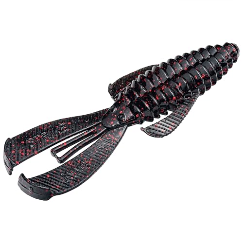 Strike King Rage Bug Fishing Lure, Soft Plastic Grub, Unique Design, Subtle Action - color: Black Neon, size: 4"