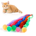Mixed Bouncy Balls for Cats 5 Pack，Fuzzy Worm Cat Worm Toys with Ball，Magic Worm Bouncy Ball with Tail Cat Toy