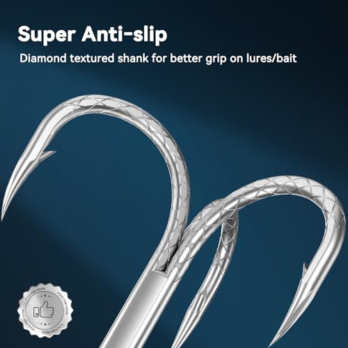 Treble Fishing Hooks, 4X Strong High Carbon Alloy Steel Triple Hooks, Sharp Barbed Fish Scale Pattern Fish Hooks,Freshwater Saltwater Sizes #8-3/0 - size: 6