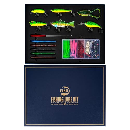 104PCS Fishing Lures Kit, Fishing Gear & Accessories with Premium Gift Box | Glide Bait , Hooks,Weights, Fish Hook Remover,Hard & Soft Baits for Bass Trout Pike Salmon for Dad - style: 6c