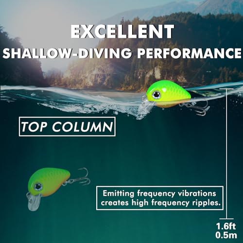TRUSCEND Shallow or Deep Diving Crankbait with BKK Hooks, Wobble Fishing Lures for Bass Trout Crappie Walleye, Sinking Lipless Vibe Crank Bait for Bass Pike, Amazing Swimbait for Family Fishing - color: A4-1"-0.05oz