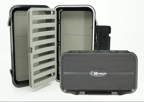 Kingfisher Waterproof Dry Fly Fishing Box with Leaf - color: Black, size: Foam A Leaf w/ Foam D Box