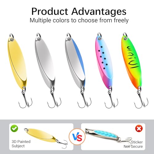 Fishing Lures Fishing Spoons, 5pcs/25pcs/30pcs/50pcs Trout Lures Bass Lures Hard Metal Spinner Baits for Salmon Bass Trout - color: 5PCS-7g