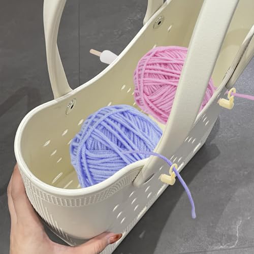 8 Sets Yarn Spinner Compatible with Bogg Bag, 2 Sizes Portable Wood Creative Yarn Holder with Silicone Cap, Wood Yarn Organizer for Crochet Knitting, Gift for Crochet Lovers (Bag Not Included)