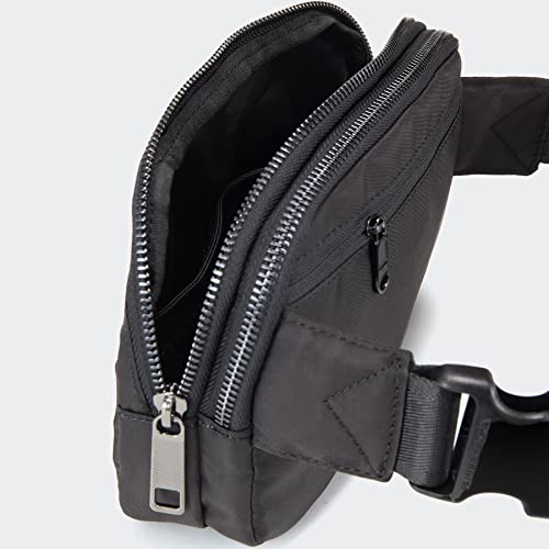 Pander Everywhere Belt Bag for Women, 5 Zipper Pockets Nylon Crossbody Fanny Pack Purse (Black) - color: Black Polyester