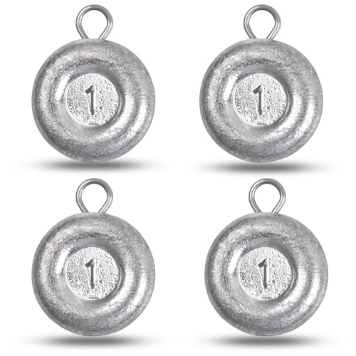 Disc Sinkers Fishing Weights, Coin Fishing Sinkers Weights Saltwater Surf Fishing Weights Bottom Drifting Trolling Catfishing Fishing Sinkers Saltwater Gear Tackle 1oz 2oz 3oz 4oz 5oz 6oz 8oz - style: 1 Ounce, 4 Pack